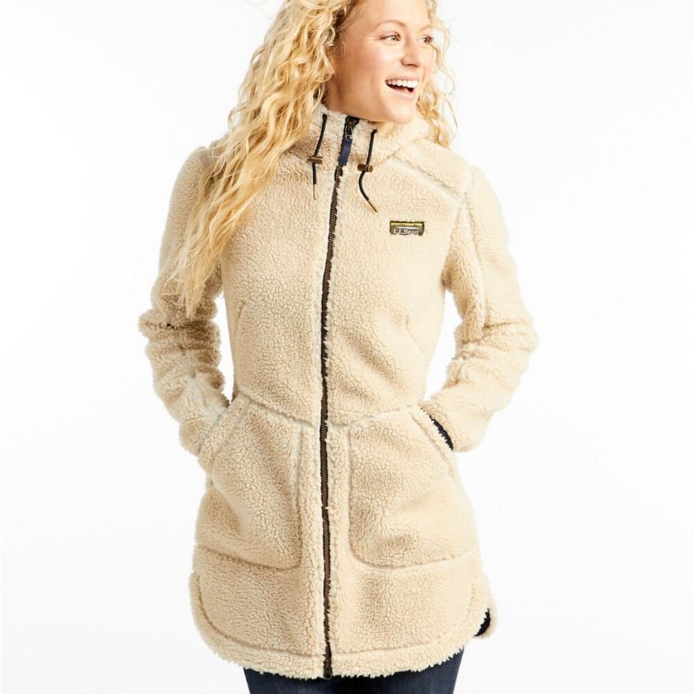 L.L Bean Women's Mountain Pile Fleece Long Coat Sz Small Regular